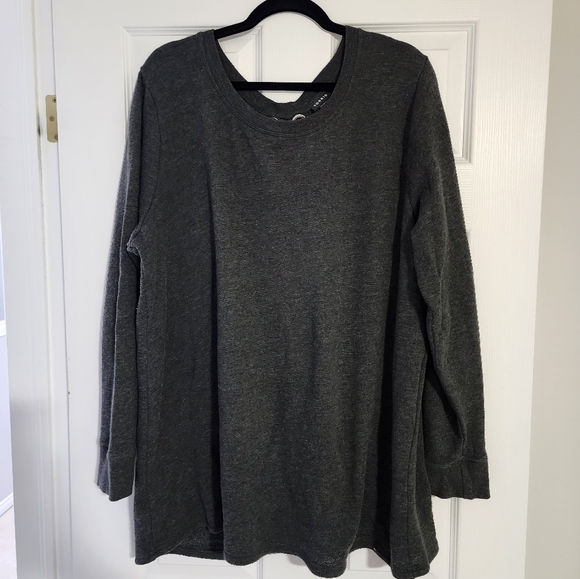 Oversize Lace Up Back Sweatshirt Charcoal Grey Size 3 - Picture 1 of 5